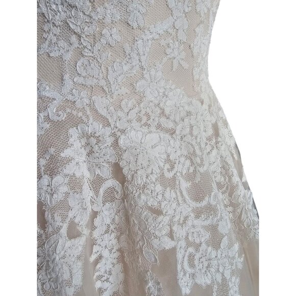 NWOT Blush/Ivory Lace Applique Ballgown Bridal Dress - Mori Lee - Picture 10 of 13